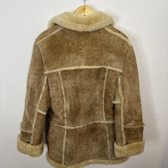 Vintage Sears Shearling Sheepskin Suede Leather Woman M/L Coat Western - Picture 3 of 8